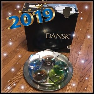 🆕 DANSK Glasscapes 5 Cordial Glasses & Tray 🥃🎉